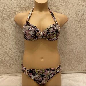 Victoria's Secret Black and Pink Paisley Bikini